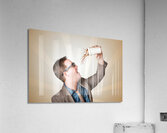 Business man drinking a quick coffee on the go Acrylic Print