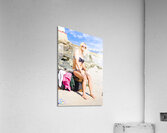 Traveling Tourist With Suitcase On Beach Vacation Acrylic Print