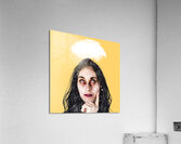 Dead zombie business woman brainstorming a idea Acrylic Print