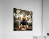 Beautiful army pinup woman on ammo box Acrylic Print