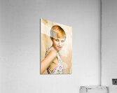 Short haired girl in floral dress Acrylic Print