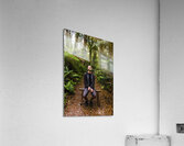 Travel man laughing in Tasmania rainforest Acrylic Print