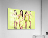 Spring fashion. Young girl in retro green dress Acrylic Print