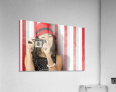 Pin-up photographer in 40s fashion holding camera Acrylic Print
