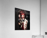 Angry Horror Clown Holding Butcher Saw In Darkness Acrylic Print