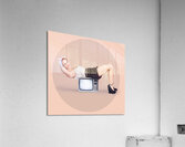 Strong pinup girl doing fitness exercises Acrylic Print