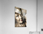 Beauty pin-up woman applying makeup Acrylic Print