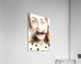 Cosmetic pin up with lipstick smile Acrylic Print