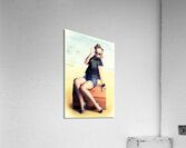 Travelling Pin-Up Girl Sitting On Vintage Luggage Acrylic Print