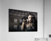 Dark beauty woman. Rich jewellery and Black Nails Acrylic Print