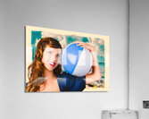 Vintage 1950 era pin-up woman with beach ball Acrylic Print