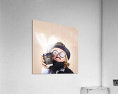 businessperson holding disposable coffee cup Acrylic Print