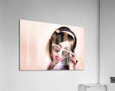 Surprised retro pop art girl wearing red lipstick Acrylic Print