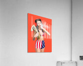American military pin up girl holding gasmask  Acrylic Print