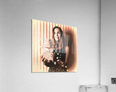 Vintage cinema girl with movie popcorn. Retro film Acrylic Print