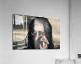 Grim face of horror crying tears of blood Acrylic Print