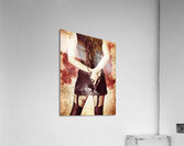 Vintage girl holding smoking German Lugar pistol Acrylic Print