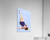 Woman talking on antique landline phone on white Acrylic Print