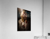 Facing dark horror. Dying zombie screaming in fear Acrylic Print