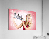 Affectionate blonde woman with love butterflies Acrylic Print