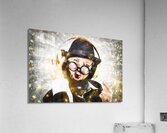 Rock man with beard listens to music on earphones Acrylic Print