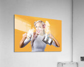 Pinup girl holding kettle and mug Acrylic Print