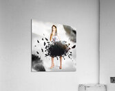 Brunette pin-up woman in gorgeous feather skirt Acrylic Print