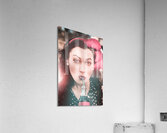 50s pin up girl drinking soda at roadside drive-in Acrylic Print