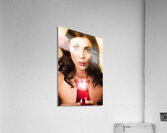 Pinup poster girl drinking at retro cocktail party Acrylic Print