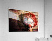 Clown criminal mug shot photo ID on police lines Acrylic Print