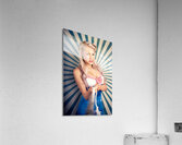 Retro Poster Girl On Vintage Rays Background Acrylic Print