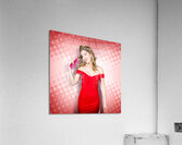 Beauty pinup model straightening rolled 50s hair Acrylic Print