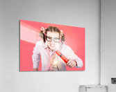 Nerd Business Woman Holding Exploding Time Bomb Acrylic Print