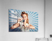 Young Happy Vintage Woman With Old Film Camera Acrylic Print