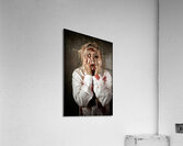 Shock horror. Surprised businesswoman zombie Acrylic Print