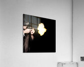 Vintage Gangster Man Shooting Gun On Black Acrylic Print
