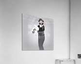 Young business person holding money at bank teller Acrylic Print