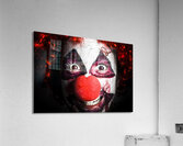 scary and evil clown smiling in dark spooky style Acrylic Print