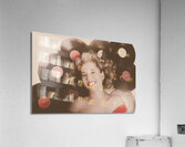 Classic pin up girl on vintage vinyl lp records Acrylic Print