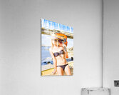 Sunset Busker Holding Guitar In Tropical Paradise Acrylic Print