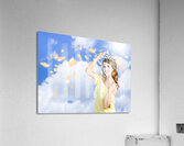Romantic woman dreaming of a sky filled romance Acrylic Print