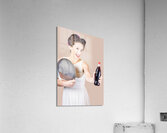 Retro pin-up girl giving bottle of soft drink Acrylic Print