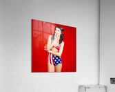 Attractive USA pinup woman smoking Acrylic Print