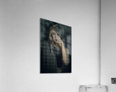 Female pinup soldier smoking cigarette in foxhole Acrylic Print