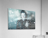 Ice cold winter man in a freeze of snow and frost  Acrylic Print