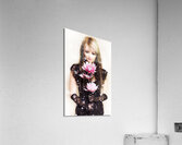 Beautiful young woman holding a delicate flower Acrylic Print