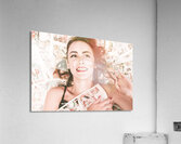 Pinup woman with cartoon character love Acrylic Print