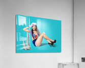 Gorgeous pin up sailor girl wearing hat Acrylic Print