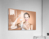 Happy Beautiful Pin Up Girl Drinking Tea Or Coffee Acrylic Print