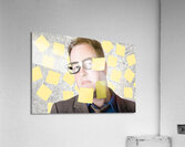 Stressed businessman multitasking huge agenda Acrylic Print